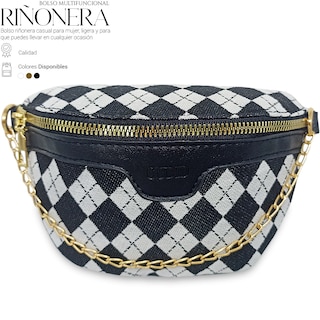Foto 2 | Bolso Bandolera De Un Hombro Shendy Vendy Con Cadena De Metal Para Mujer Rombo Negro