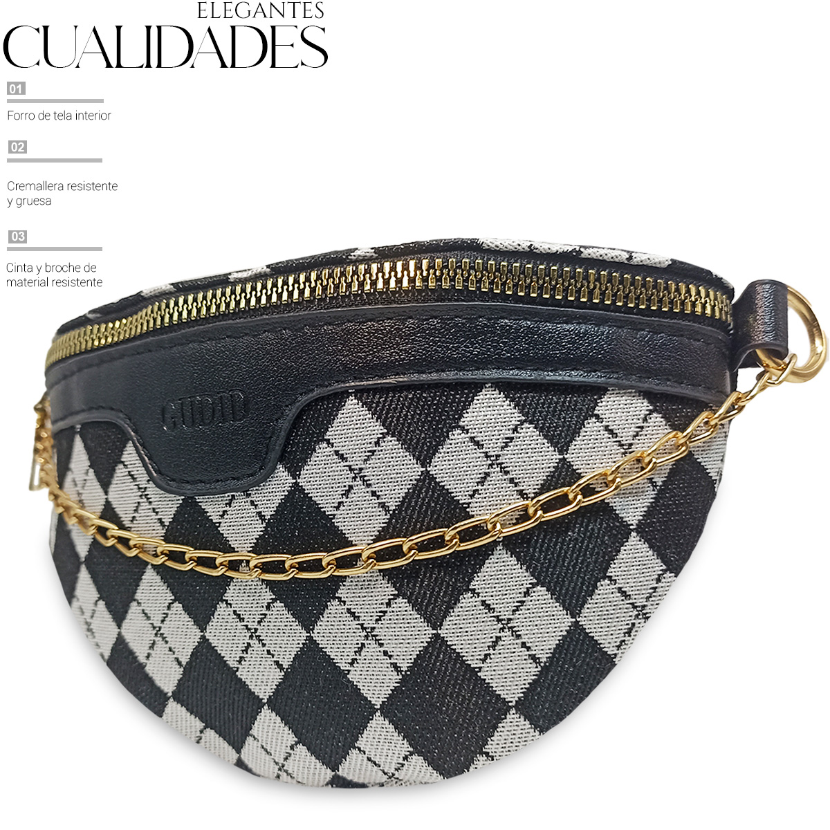 Foto 4 pulgar | Bolso Bandolera De Un Hombro Shendy Vendy Con Cadena De Metal Para Mujer Rombo Negro