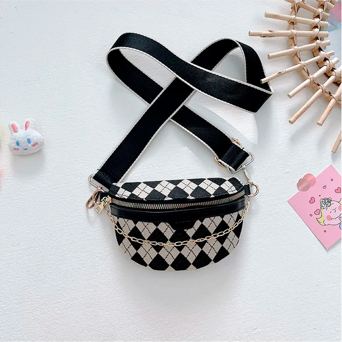 Foto 7 pulgar | Bolso Bandolera De Un Hombro Shendy Vendy Con Cadena De Metal Para Mujer Rombo Negro