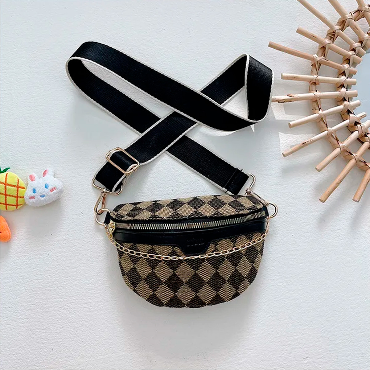 Foto 6 | Bolso Bandolera De Un Hombro Shendy Vendy Con Cadena De Metal Para Mujer Rombo Café