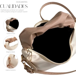 Foto 3 | Bolso de Mano para Mujer Tipo Piel Beige