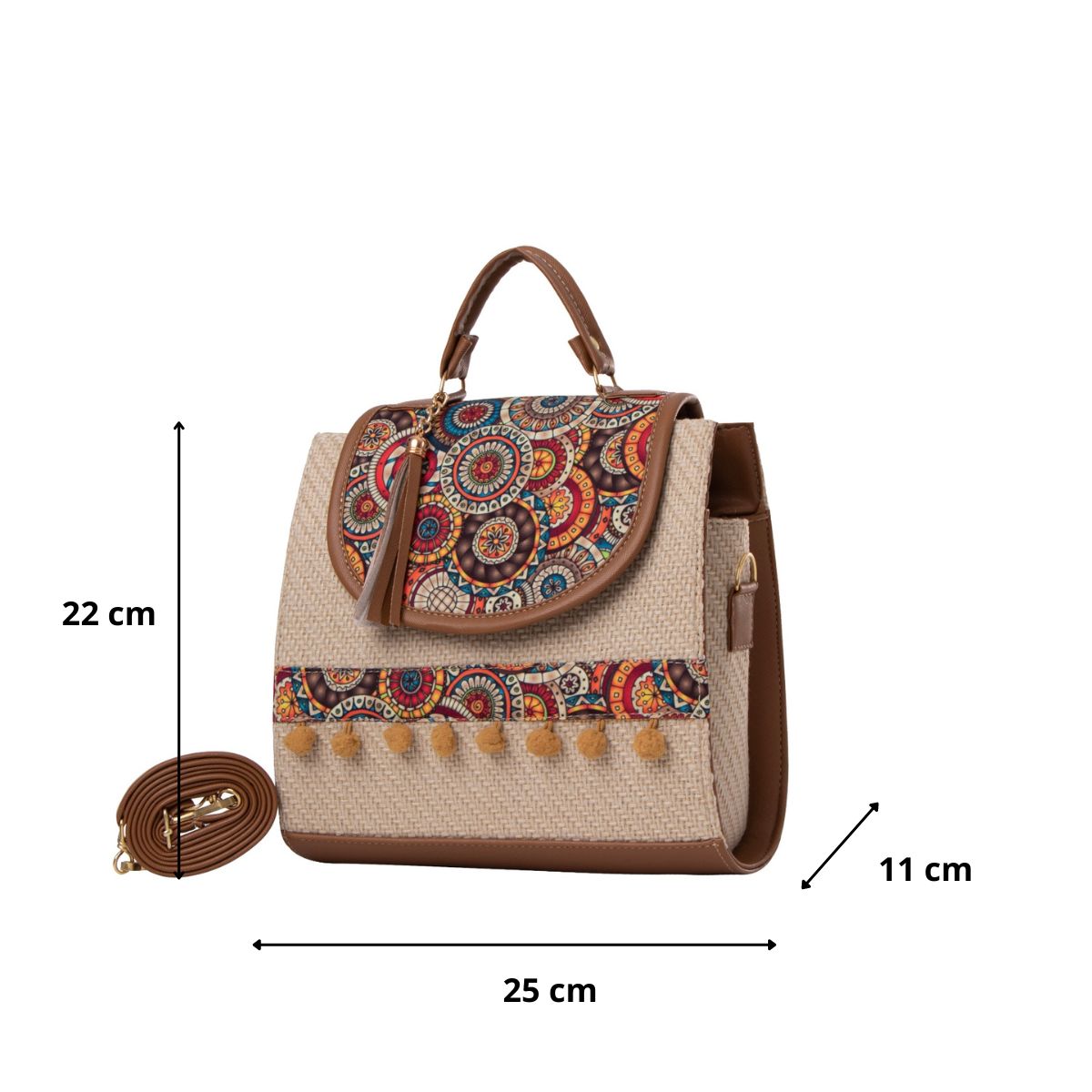 Foto 3 | Bolso Yute De Mujer Fana Roma Color Camel Reforzada
