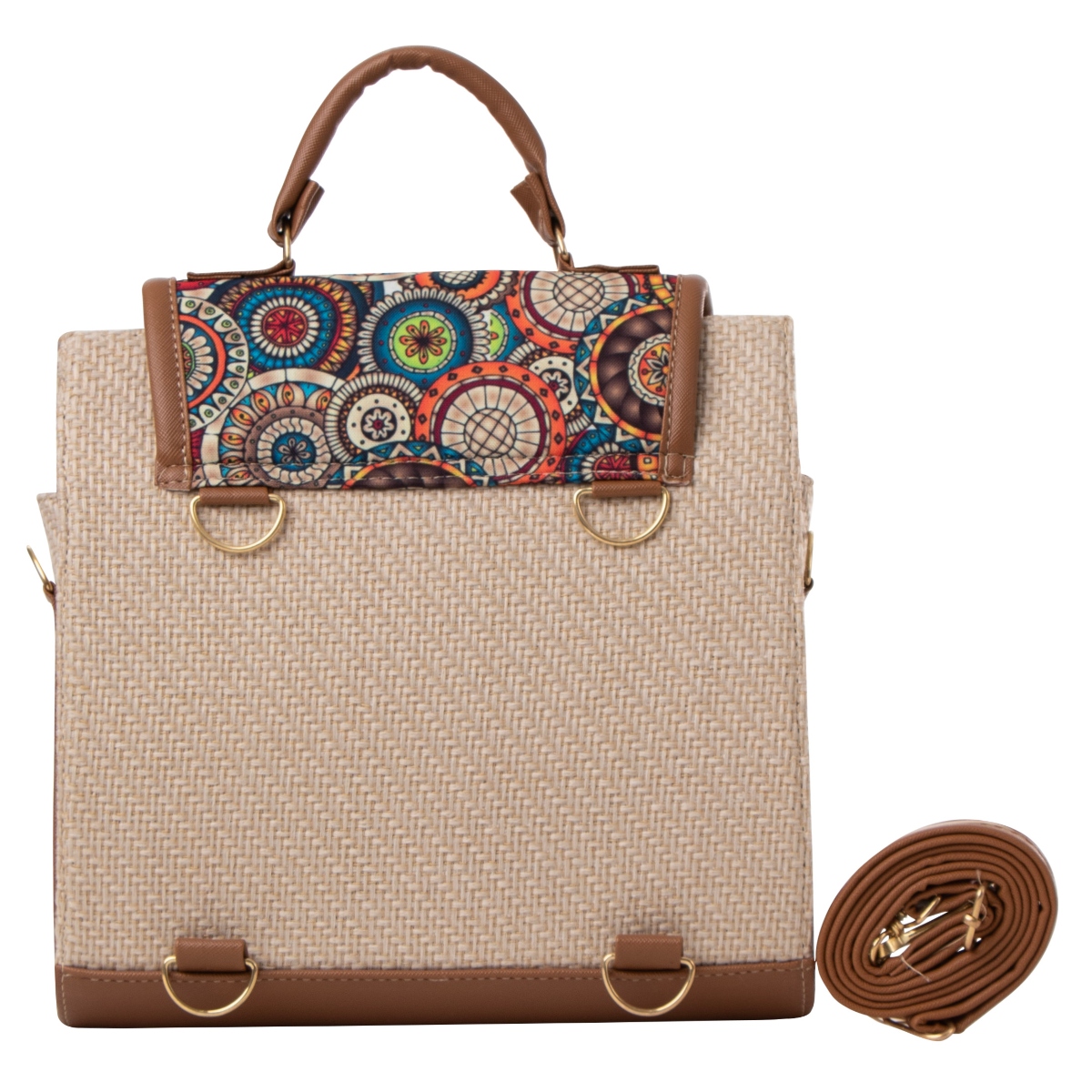 Foto 4 | Bolso Yute De Mujer Fana Roma Color Camel Reforzada