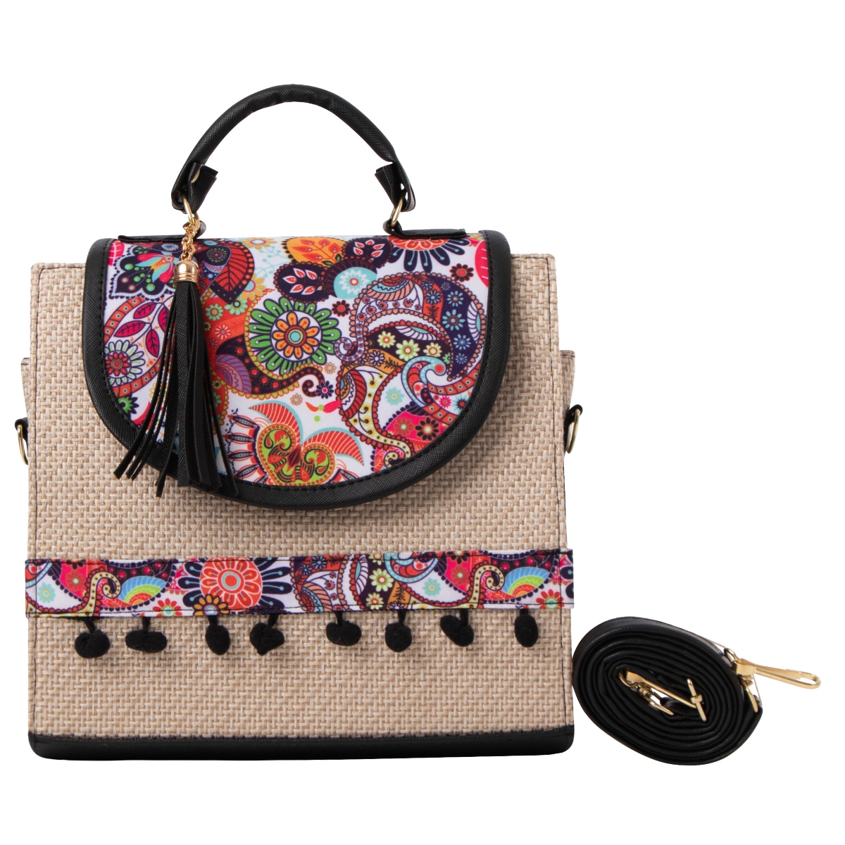 Foto 2 pulgar | Bolsa Yute Para Mujer Fana Roma Color Negro Se Única