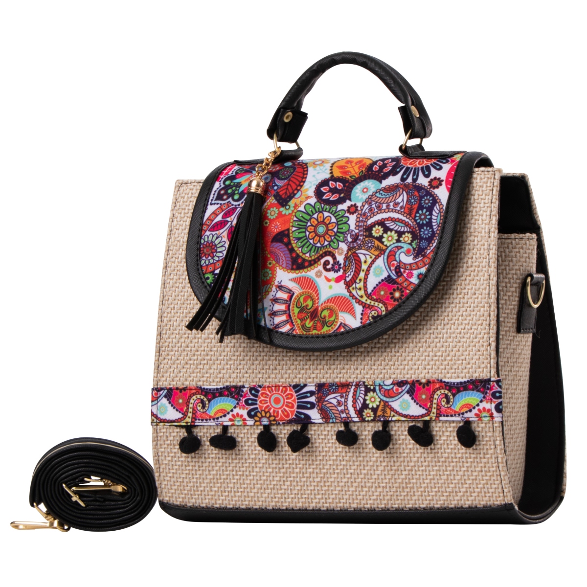 Foto 3 pulgar | Bolsa Yute Para Mujer Fana Roma Color Negro Se Única