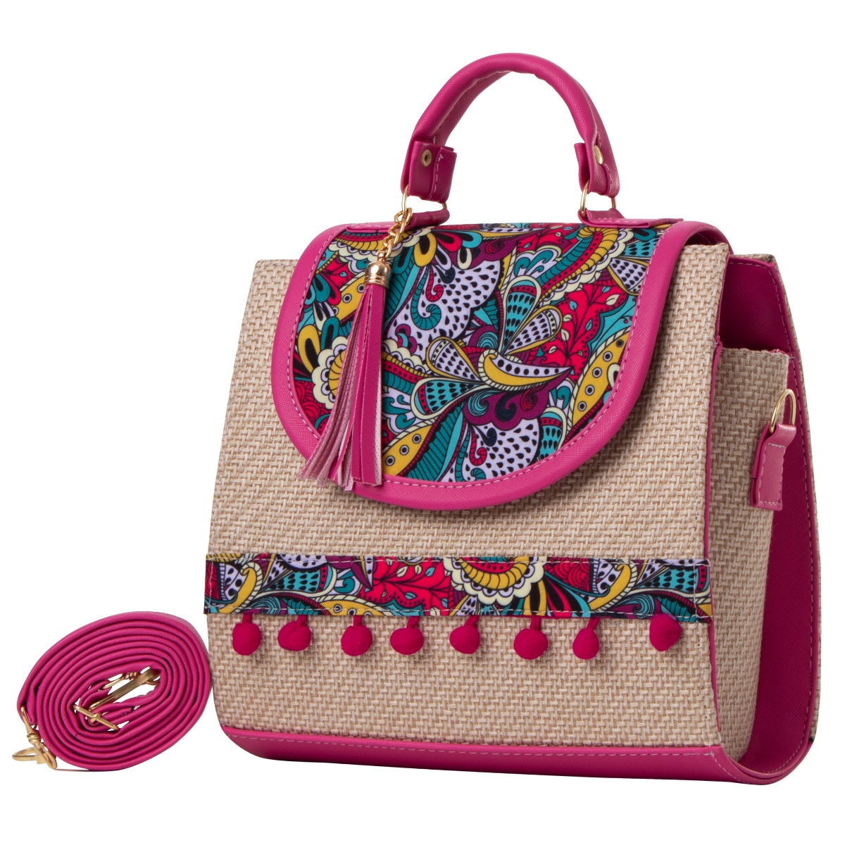 Foto 3 pulgar | Bolso Yute De Mujer Fana Roma Color Buganvilia Fashions