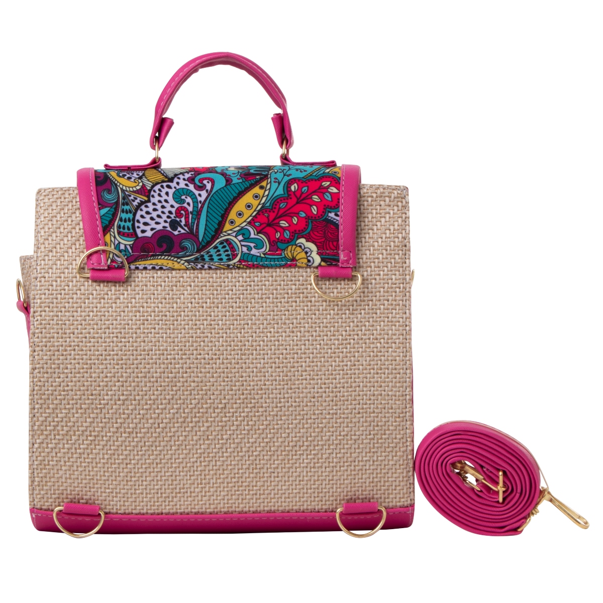 Foto 5 pulgar | Bolso Yute De Mujer Fana Roma Color Buganvilia Fashions