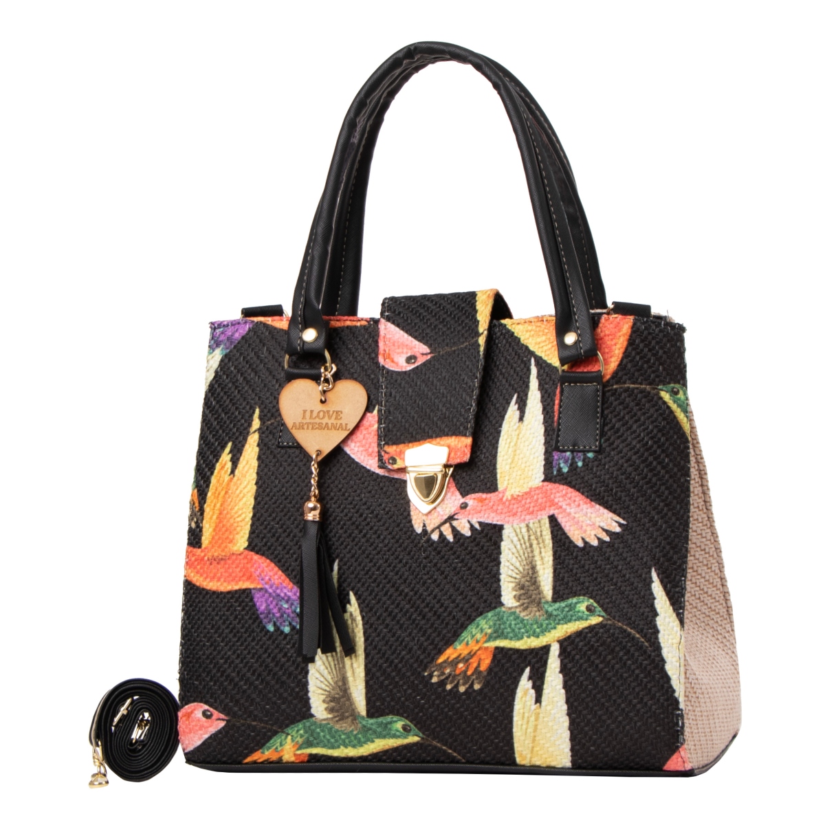 Foto 3 pulgar | Bolsa de Yute Fana Polonia Negra para Mujer