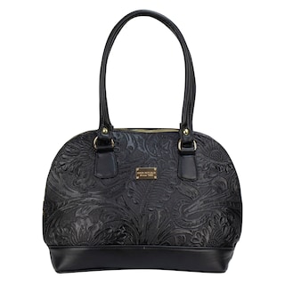 Foto 1 | Bolso Para Dama Negro Piel Flor Piel Aurora Nueva Imagen