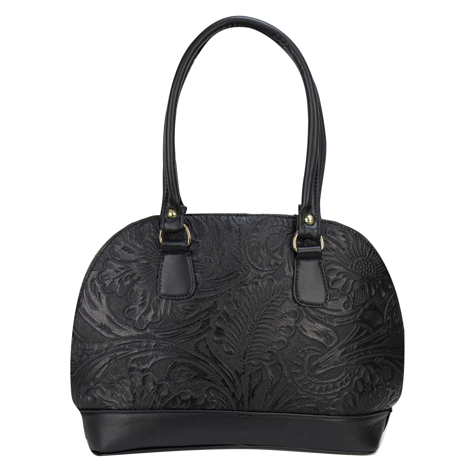 Foto 3 | Bolso Para Dama Negro Piel Flor Piel Aurora Nueva Imagen
