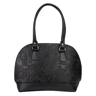 Foto 3 | Bolso Para Dama Negro Piel Flor Piel Aurora Nueva Imagen