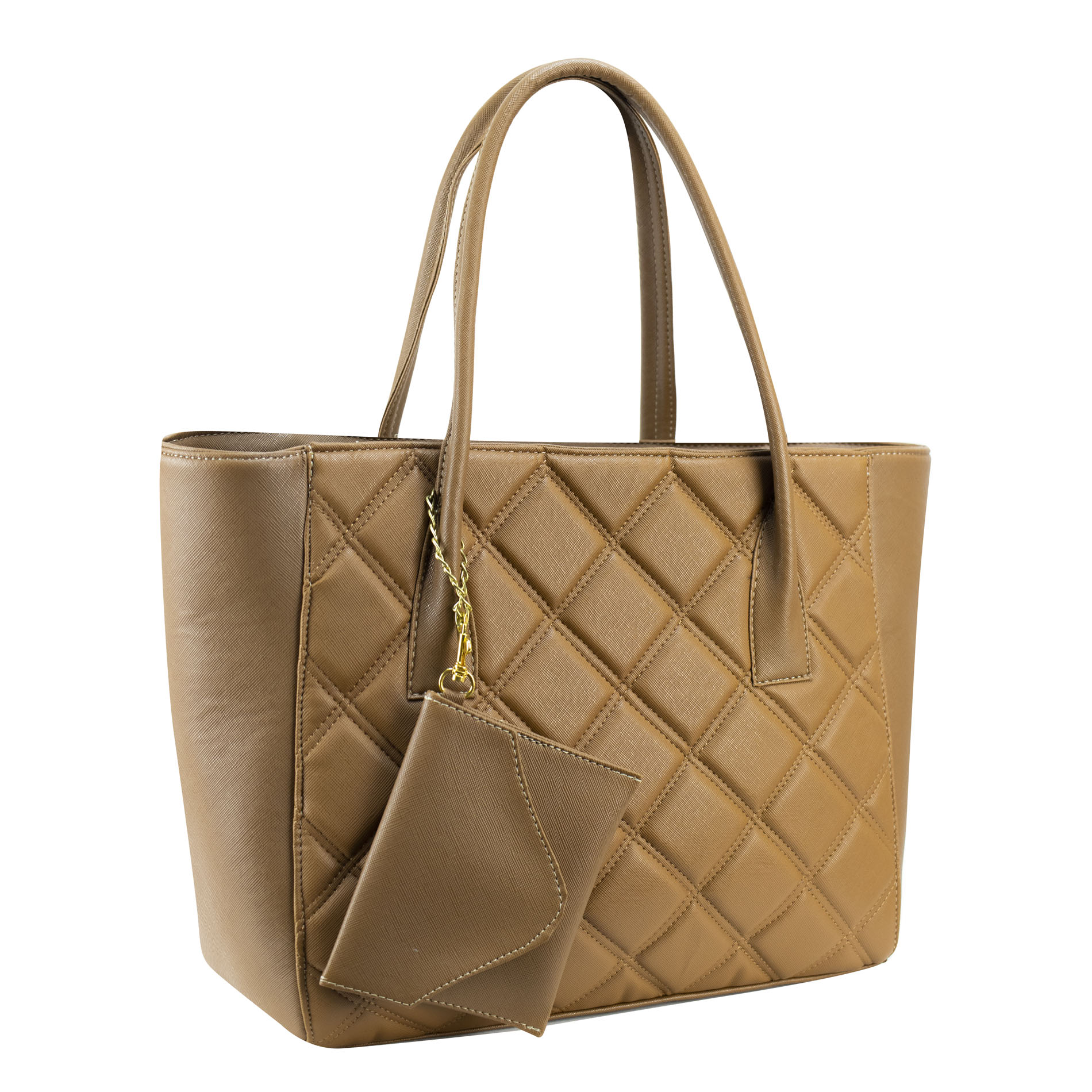 Foto 2 | Bolso Para Dama Camel Capitonado Cuadros Sintetico Abigail Nueva Imagen