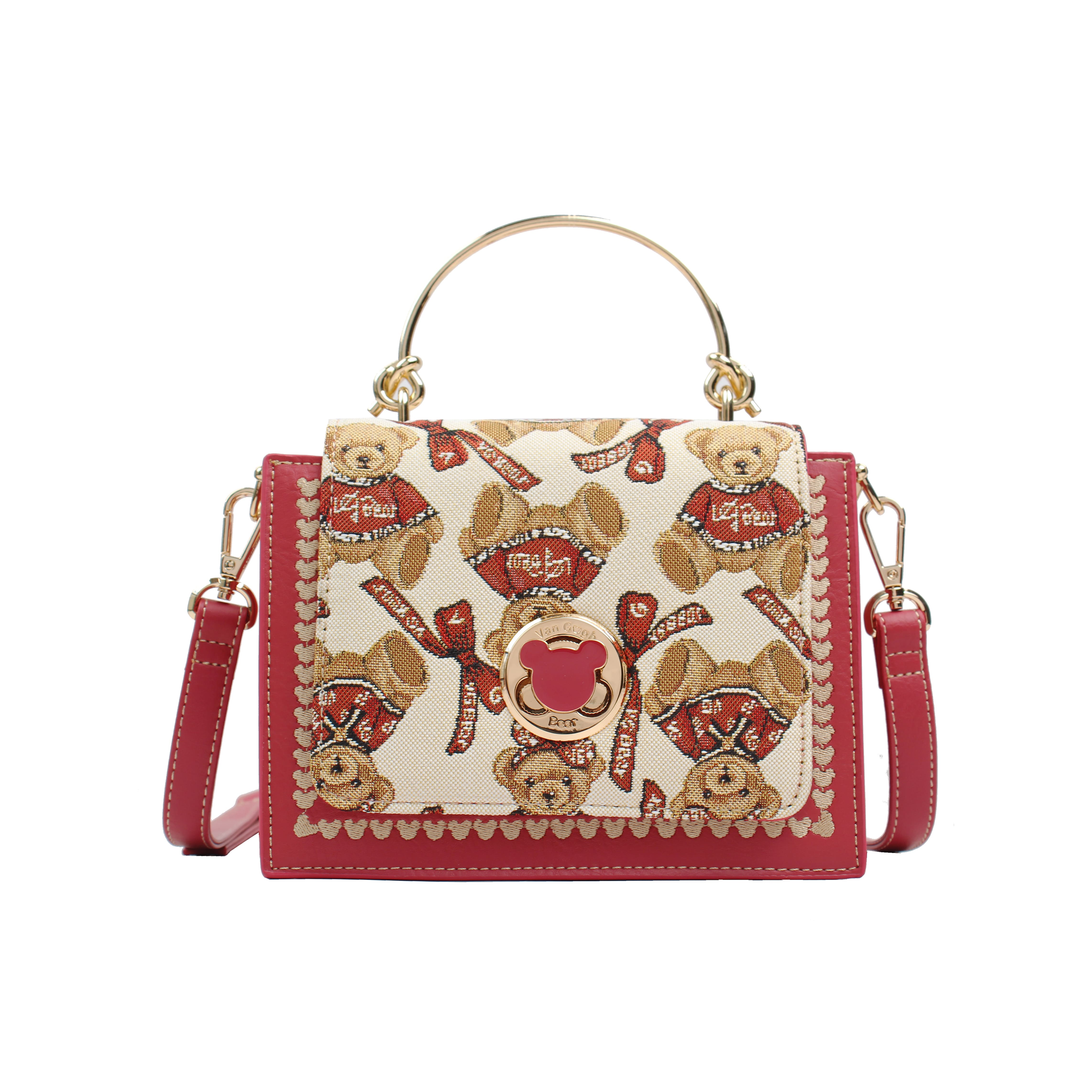 Foto 2 pulgar | Bolso de Mano Van Gogh Bear By Henney Bear V206 Ribbon Red