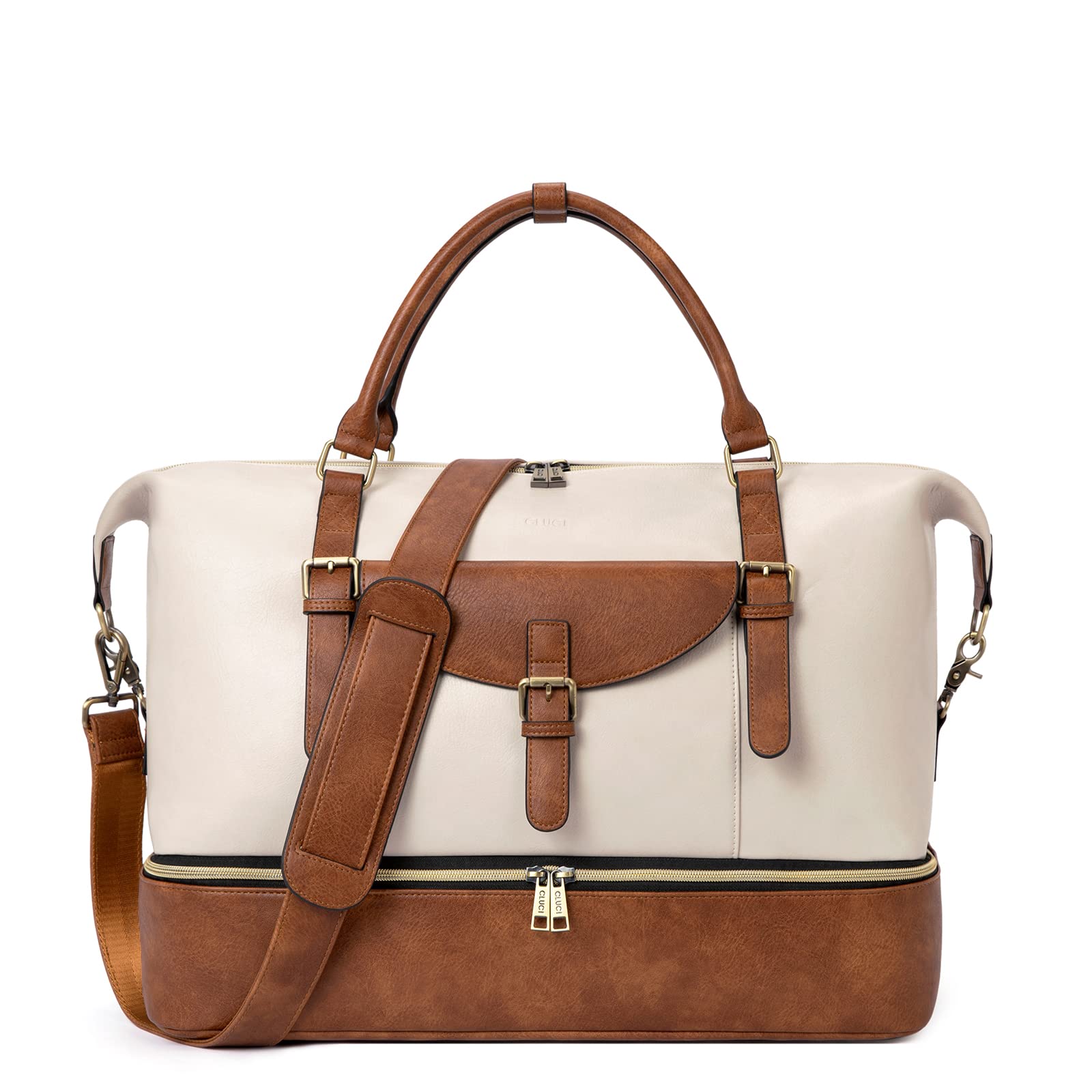 Foto 2 pulgar | Bolso De Fin De Semana Cluci De Piel Para Mujer Con Compartimento Para Zapatos - Venta Internacional.