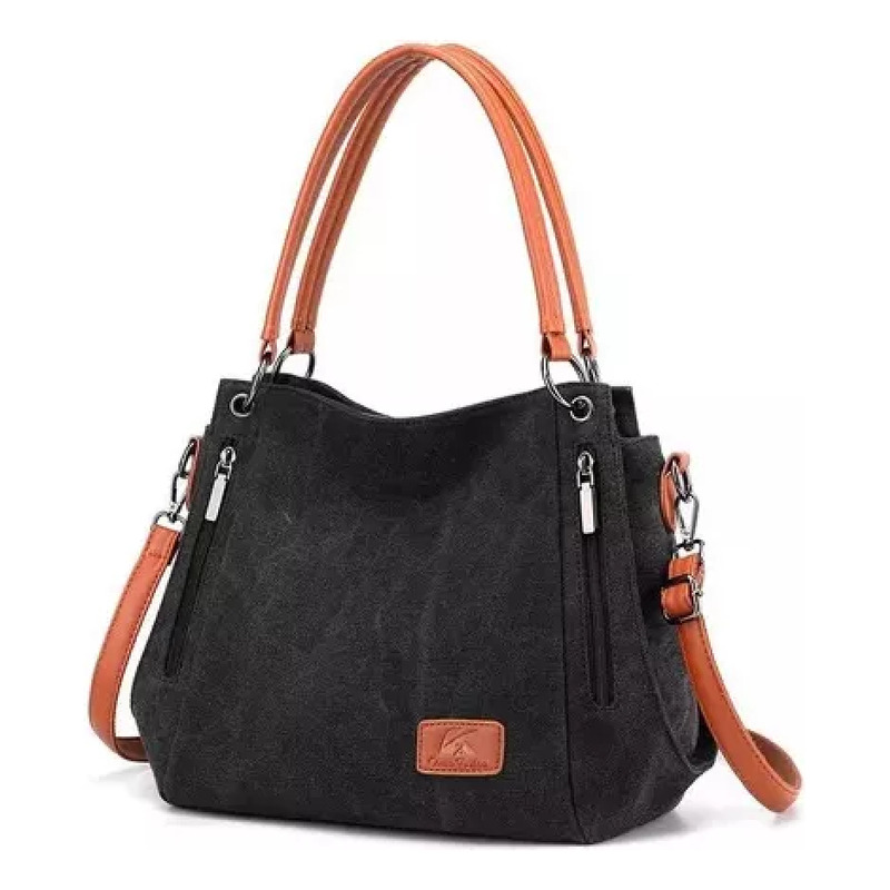 Foto 2 pulgar | Bandolera Para Mujer En Algodón Y Piel Marrón - Venta Internacional.