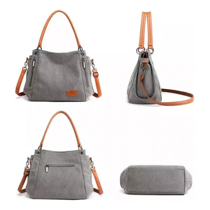 Foto 7 pulgar | Bandolera Para Mujer En Algodón Y Piel Marrón - Venta Internacional.