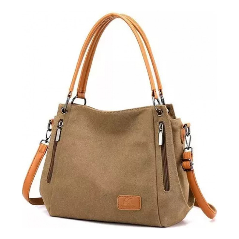 Foto 1 | Bandolera Para Mujer En Algodón Y Piel Marrón - Venta Internacional.