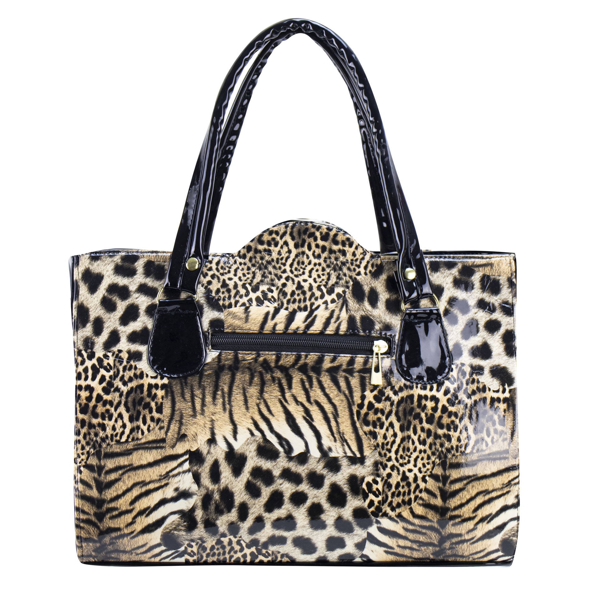 Foto 3 | Bolso Para Dama Negro Charol Leopardo Sintetico Fedra Nueva Imagen