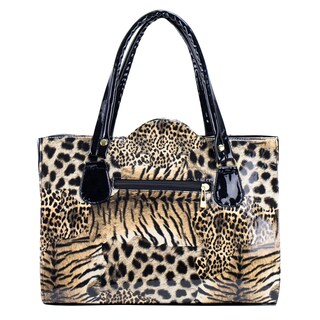 Foto 3 | Bolso Para Dama Negro Charol Leopardo Sintetico Fedra Nueva Imagen