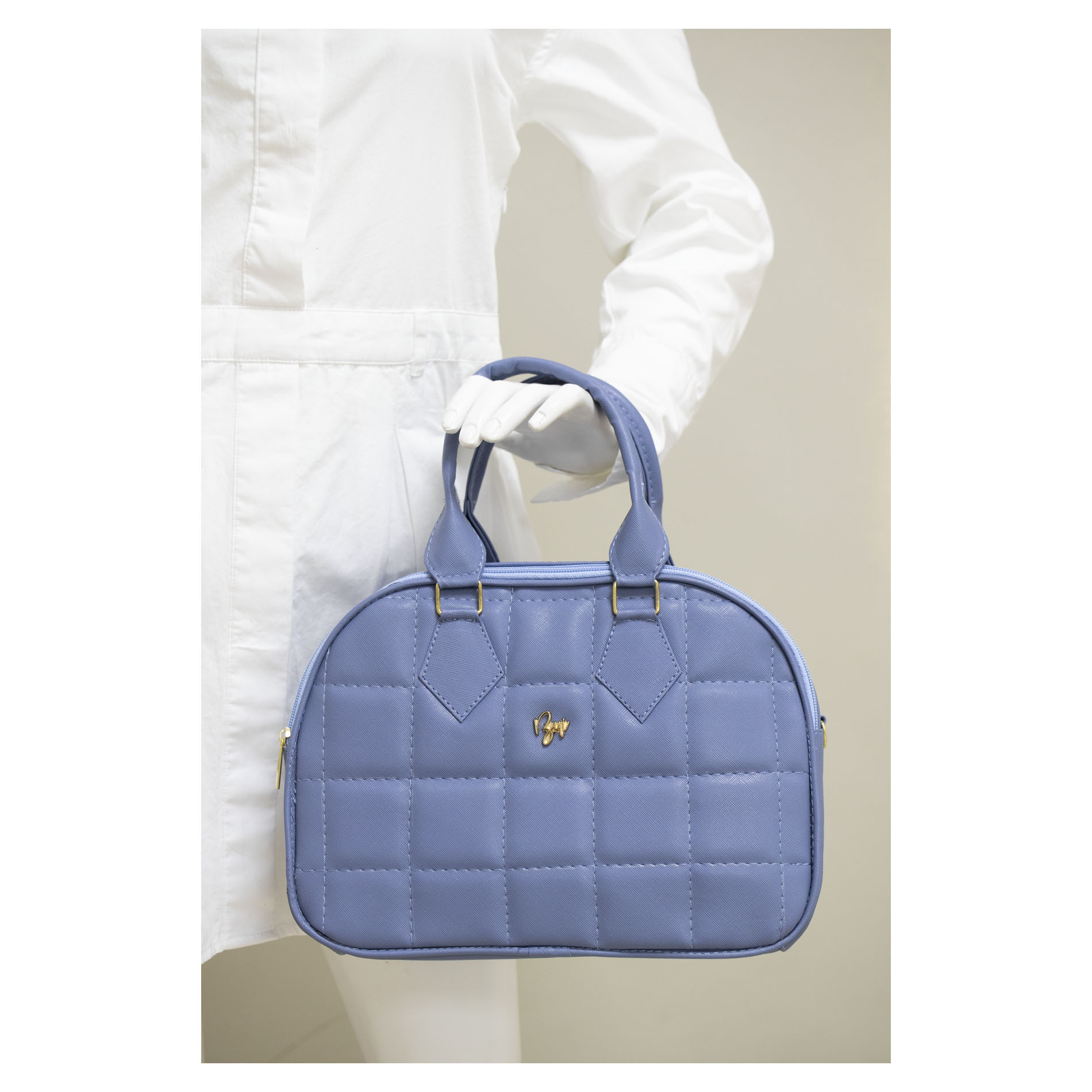Foto 4 pulgar | Bolso Para Dama Azul Jeans Capitonado Cuadros Sintetico Riley Nueva Imagen