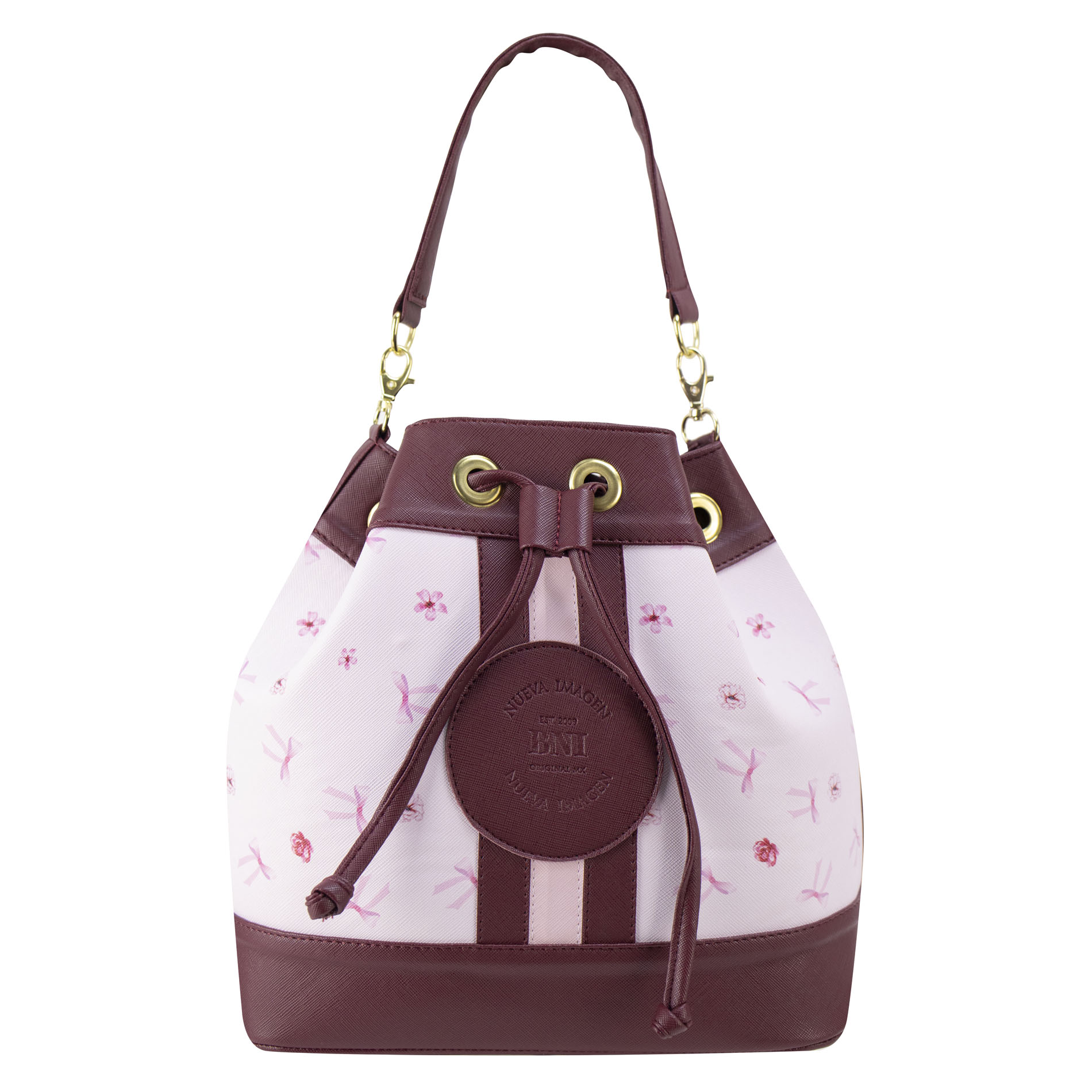 Bolso Para Dama Vino Moños Coquette Sintetico Emmy Nueva Imagen