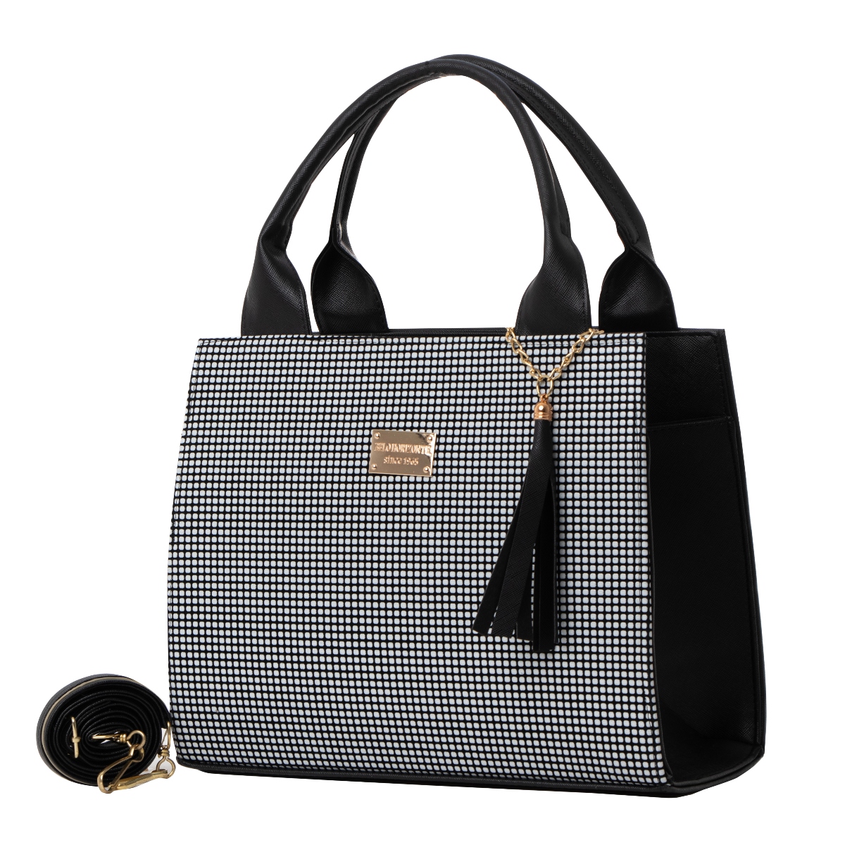 Bolsa Para Mujer Fana Alejandra Color Cuadri Blanco Espectacular M3752 !!!