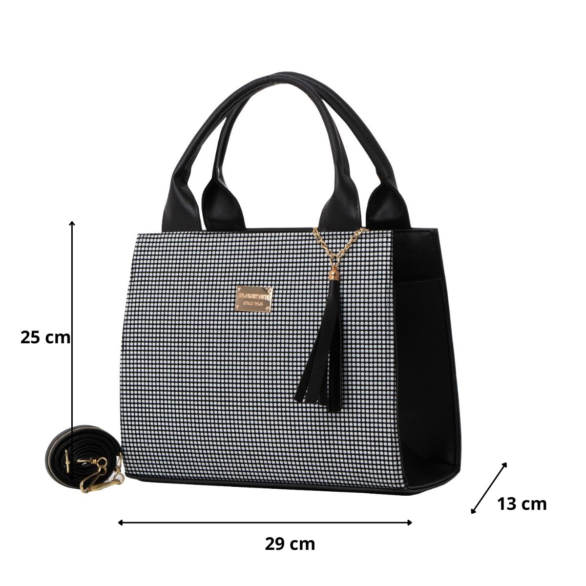 Foto 3 pulgar | Bolsa Para Mujer Fana Alejandra Color Cuadri Blanco Espectacular M3752 !!!