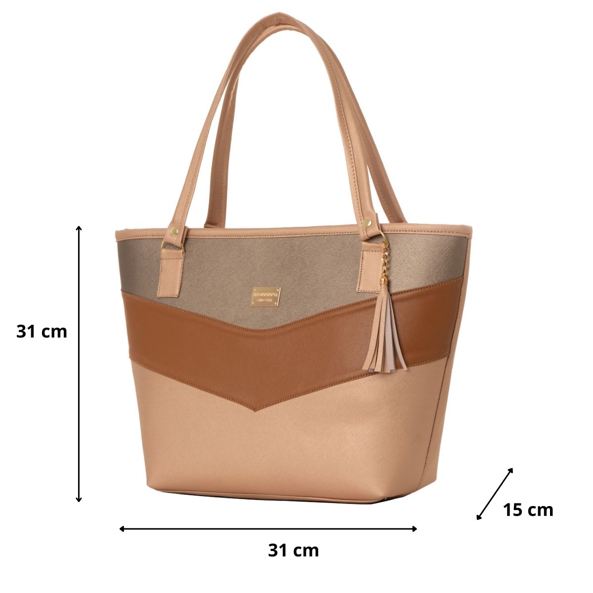 Foto 3 pulgar | Bolso De Mujer Fana Carola Color Oro Rosado Con Asas M3839 !!!