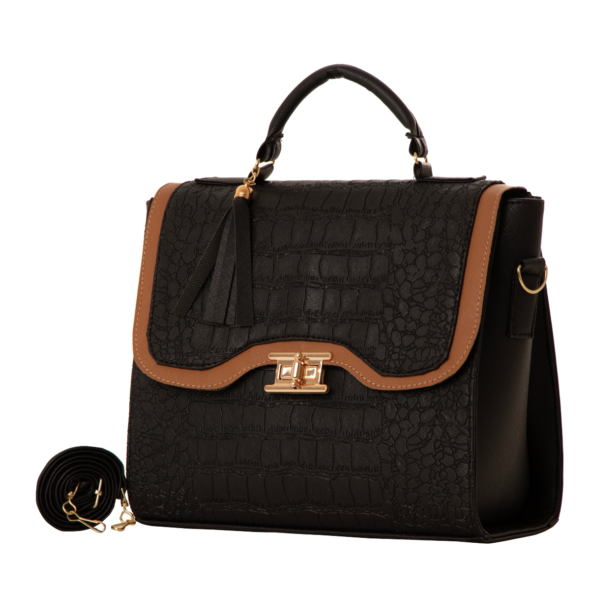 Bolsa Para Mujer Fana Belen Color Negro Con Asas M3820 !!!