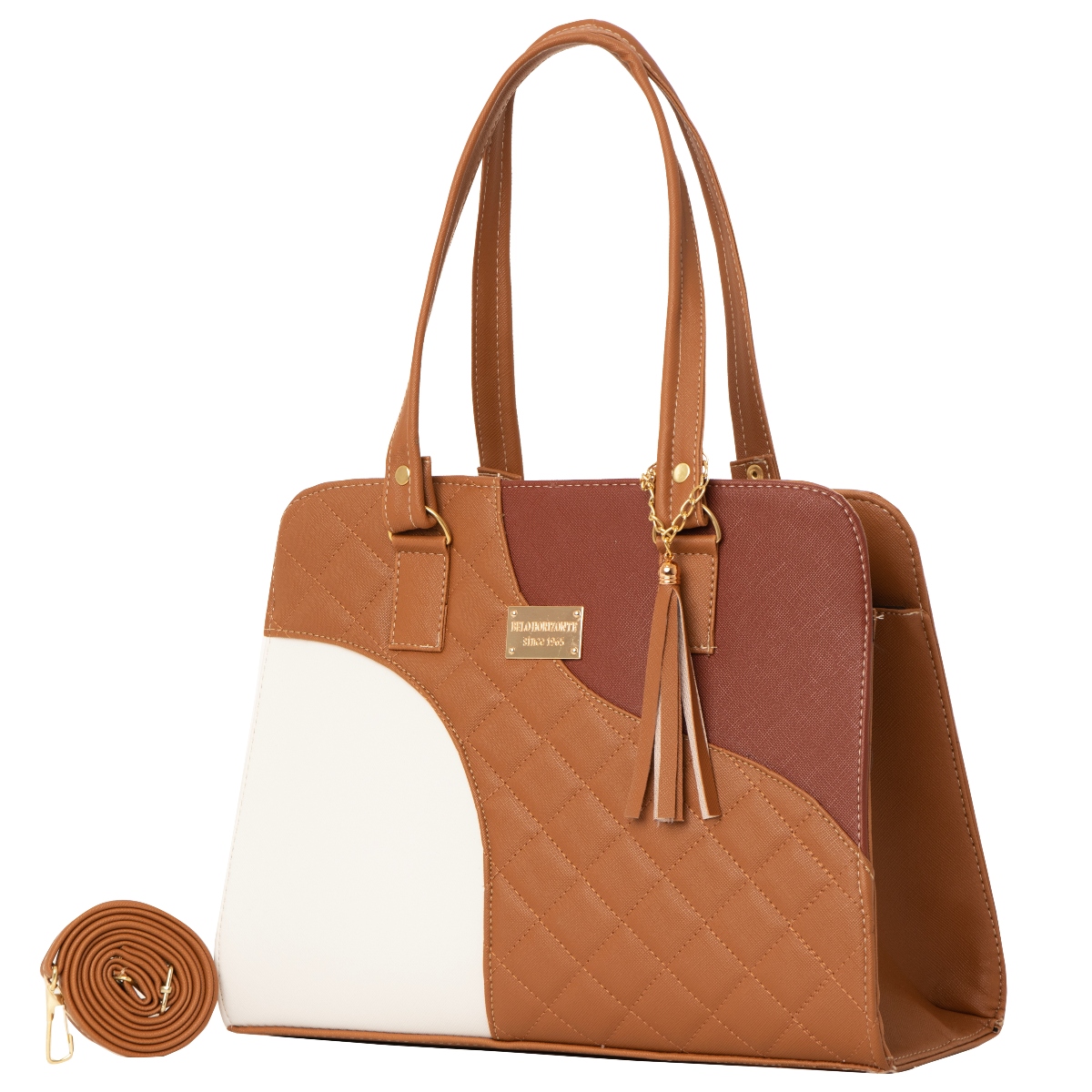 Foto 2 pulgar | Bolso De Mujer Fana Aleyna Color Blanco / Camel Premium M3803 !!!