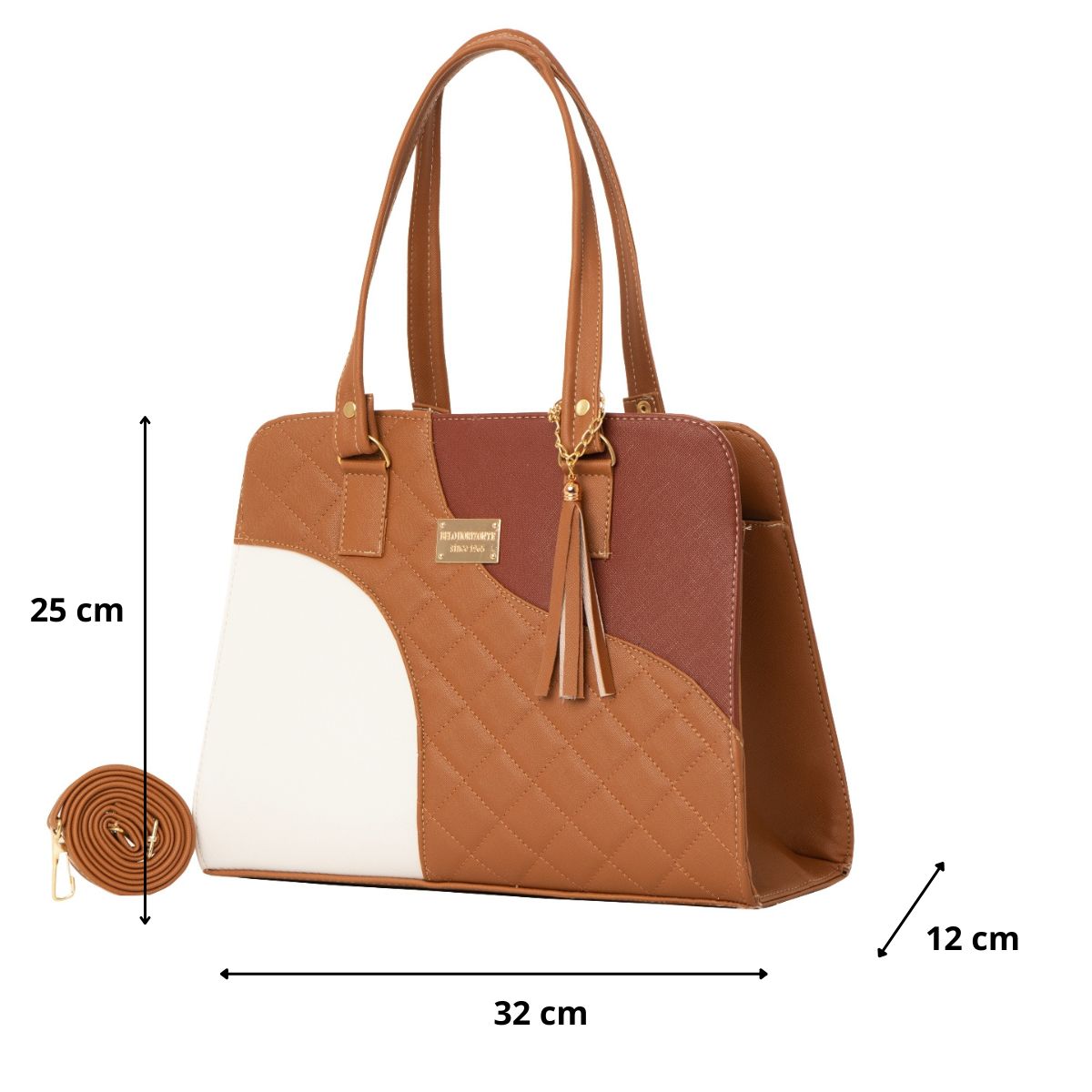 Foto 3 pulgar | Bolso De Mujer Fana Aleyna Color Blanco / Camel Premium M3803 !!!