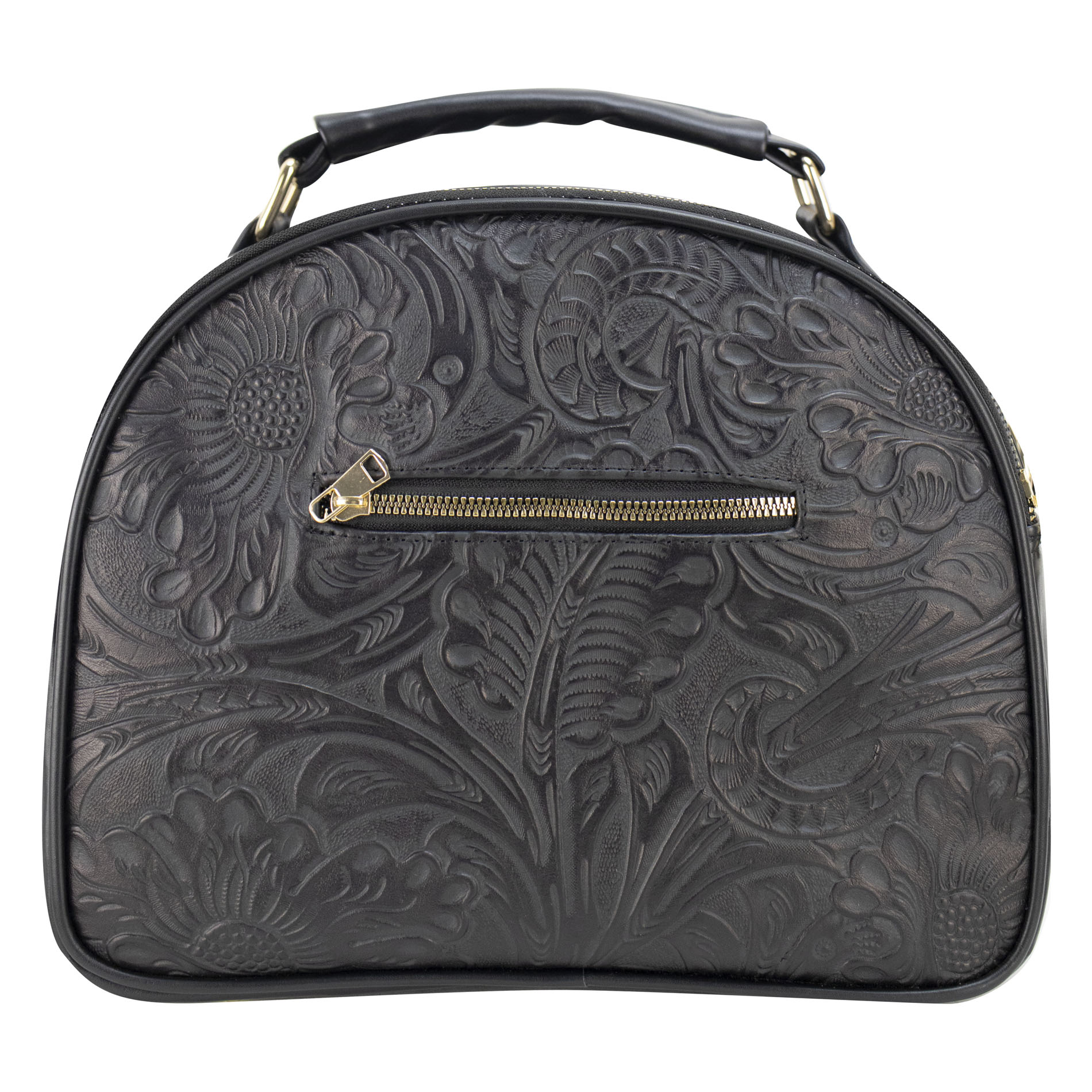Foto 3 | Bolso Para Dama Negro Piel Grabado Flor Piel/ Aplicación Sintetico Rebeca Nueva Imagen