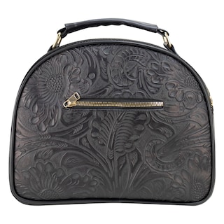 Foto 3 | Bolso Para Dama Negro Piel Grabado Flor Piel/ Aplicación Sintetico Rebeca Nueva Imagen