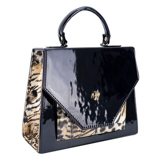 Foto 2 | Bolso Para Dama Negro Charol Leopardo Sintetico Melanie Nueva Imagen