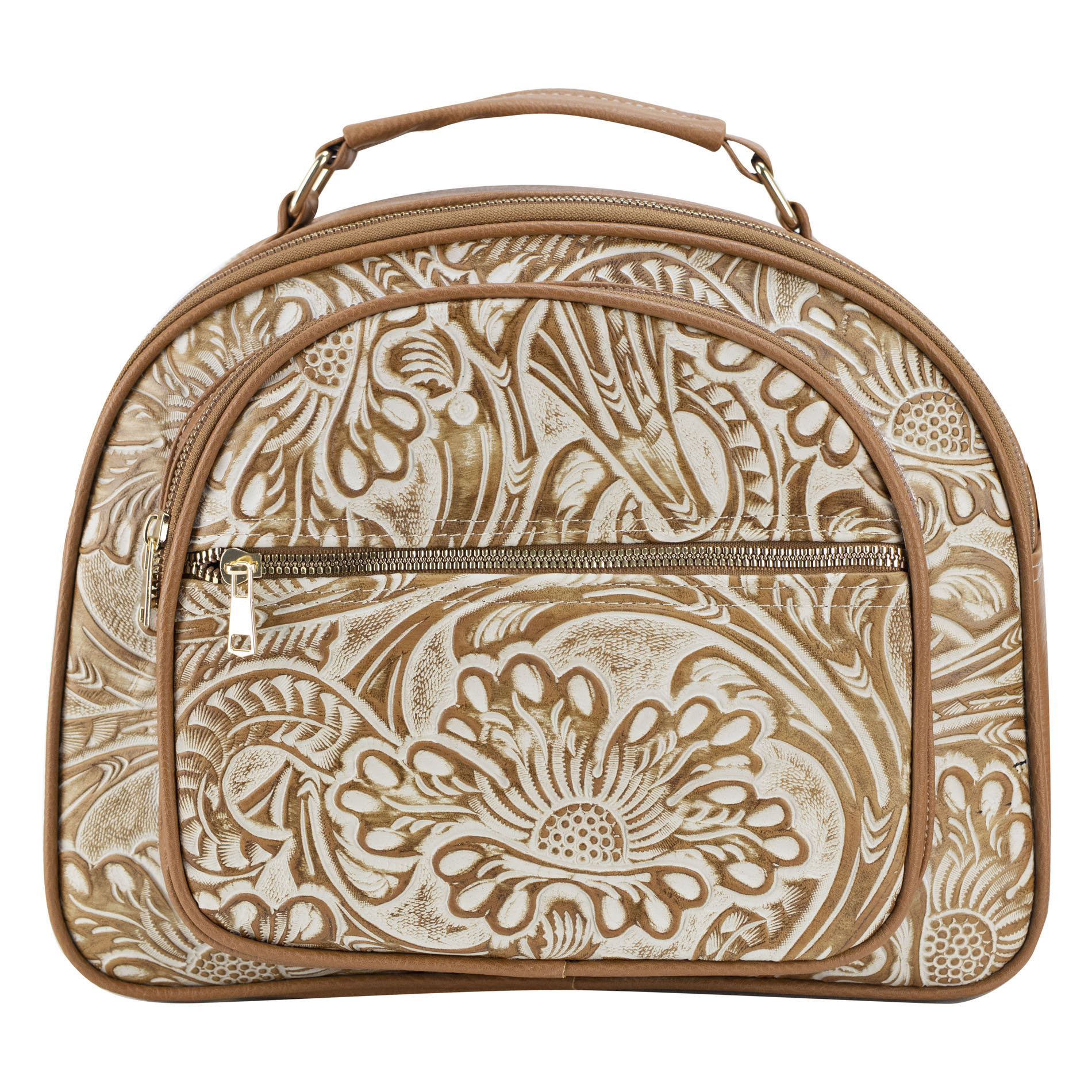 Foto 1 | Bolso Para Dama Hueso Piel Grabado Flor Camel Piel/ Aplicación Sintetico Rebeca Nueva Imagen