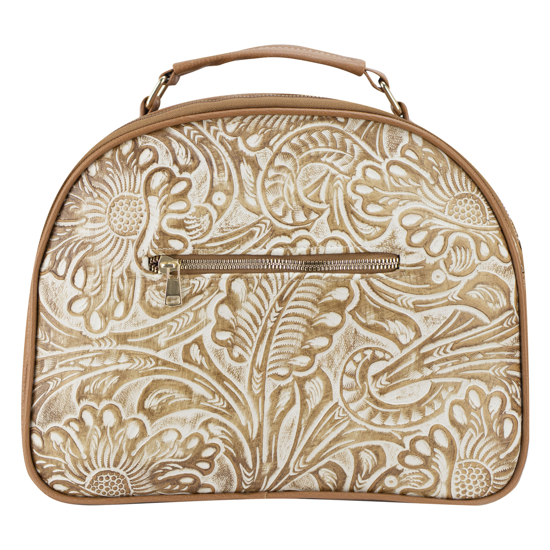 Foto 3 | Bolso Para Dama Hueso Piel Grabado Flor Camel Piel/ Aplicación Sintetico Rebeca Nueva Imagen