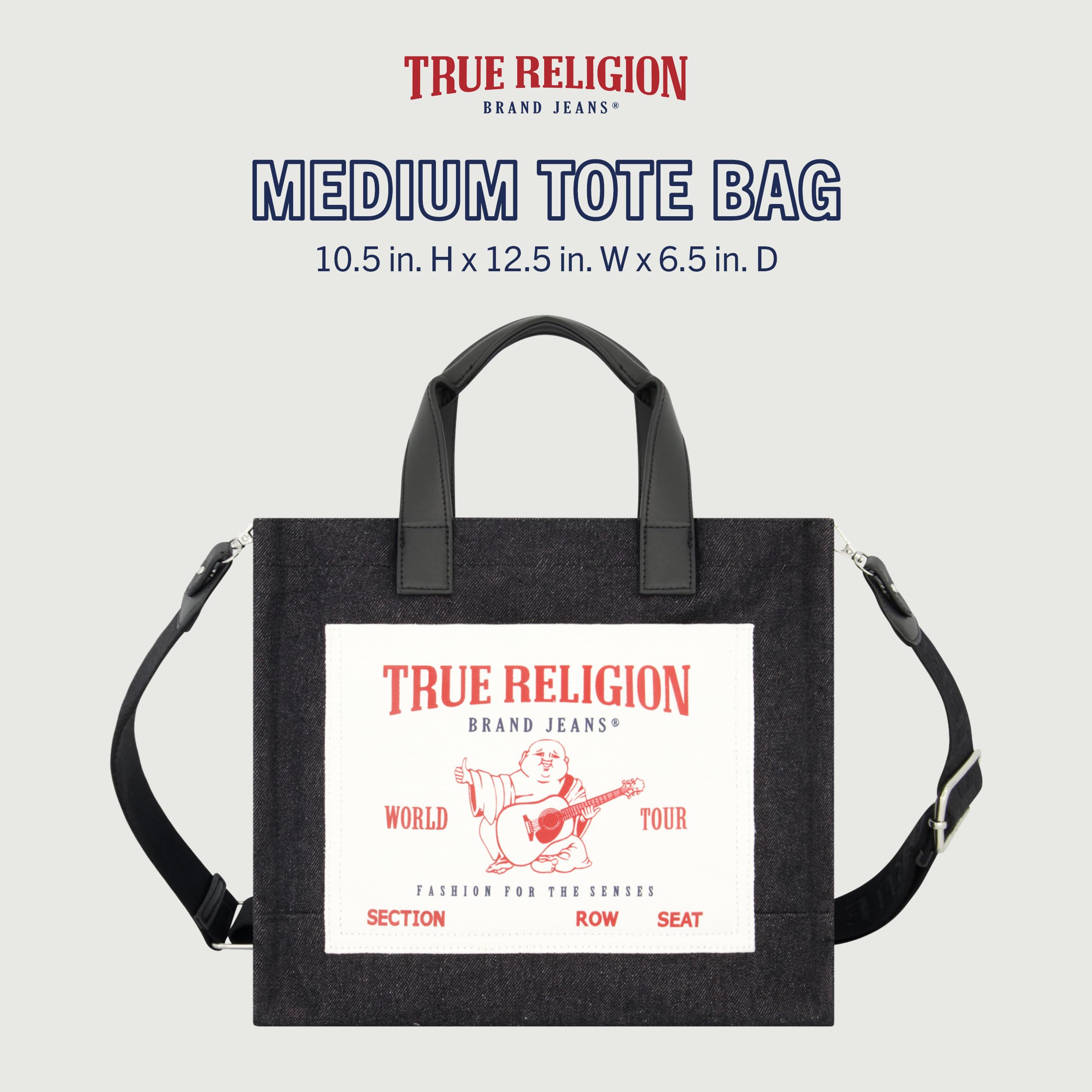Foto 3 pulgar | Bolsa True Religion Tote Travel Shoulder Black Denim - Venta Internacional