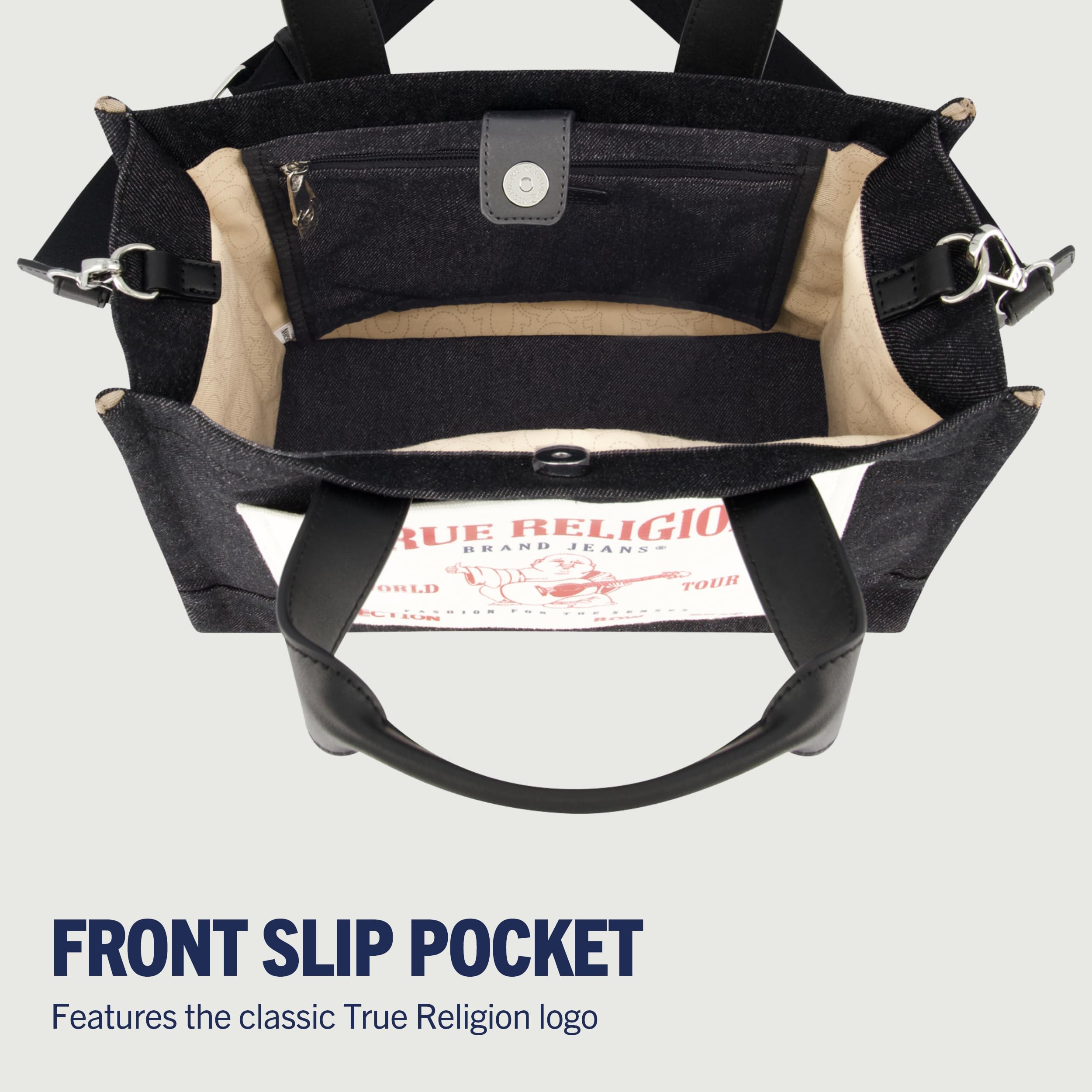 Foto 4 pulgar | Bolsa True Religion Tote Travel Shoulder Black Denim - Venta Internacional