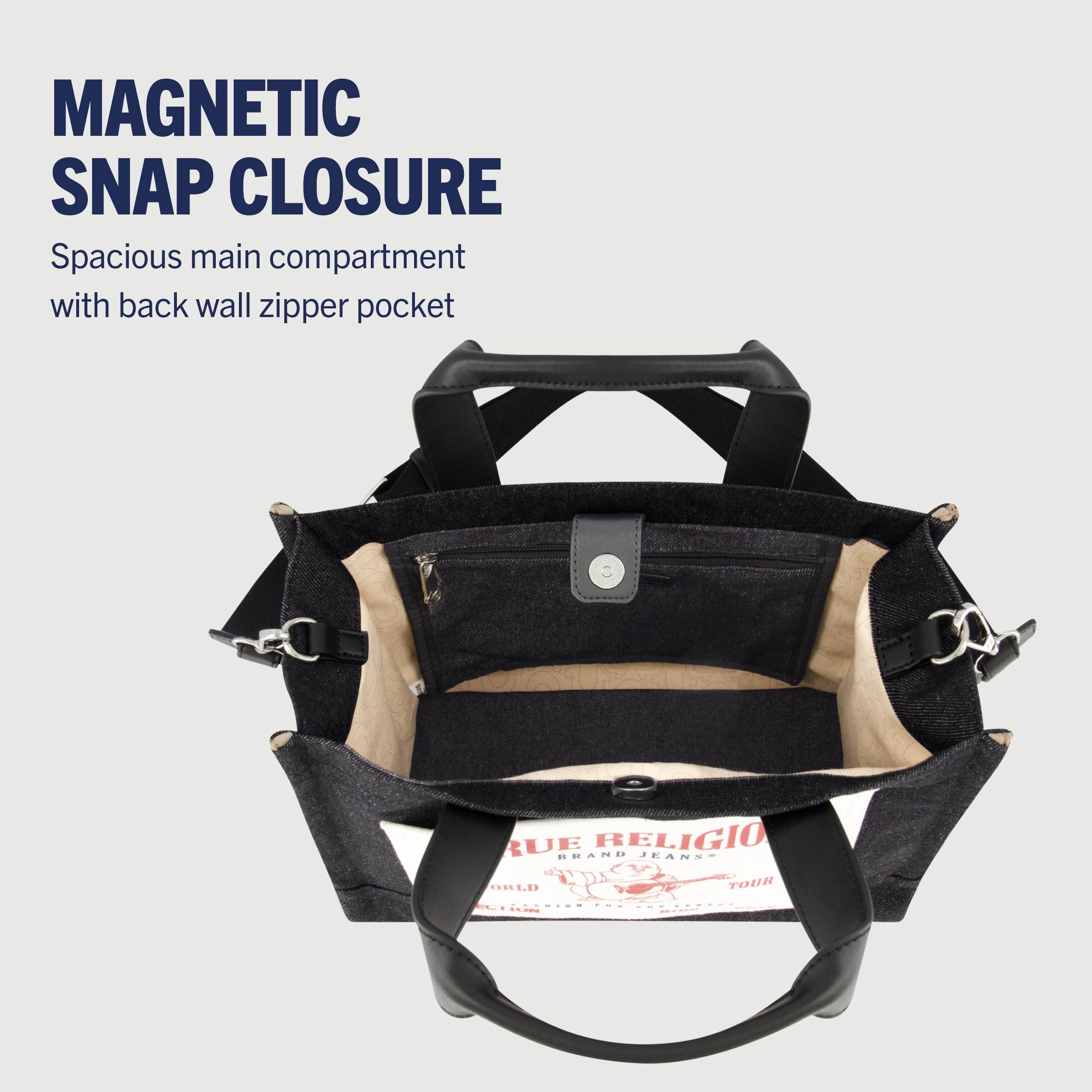 Foto 7 pulgar | Bolsa True Religion Tote Travel Shoulder Black Denim - Venta Internacional