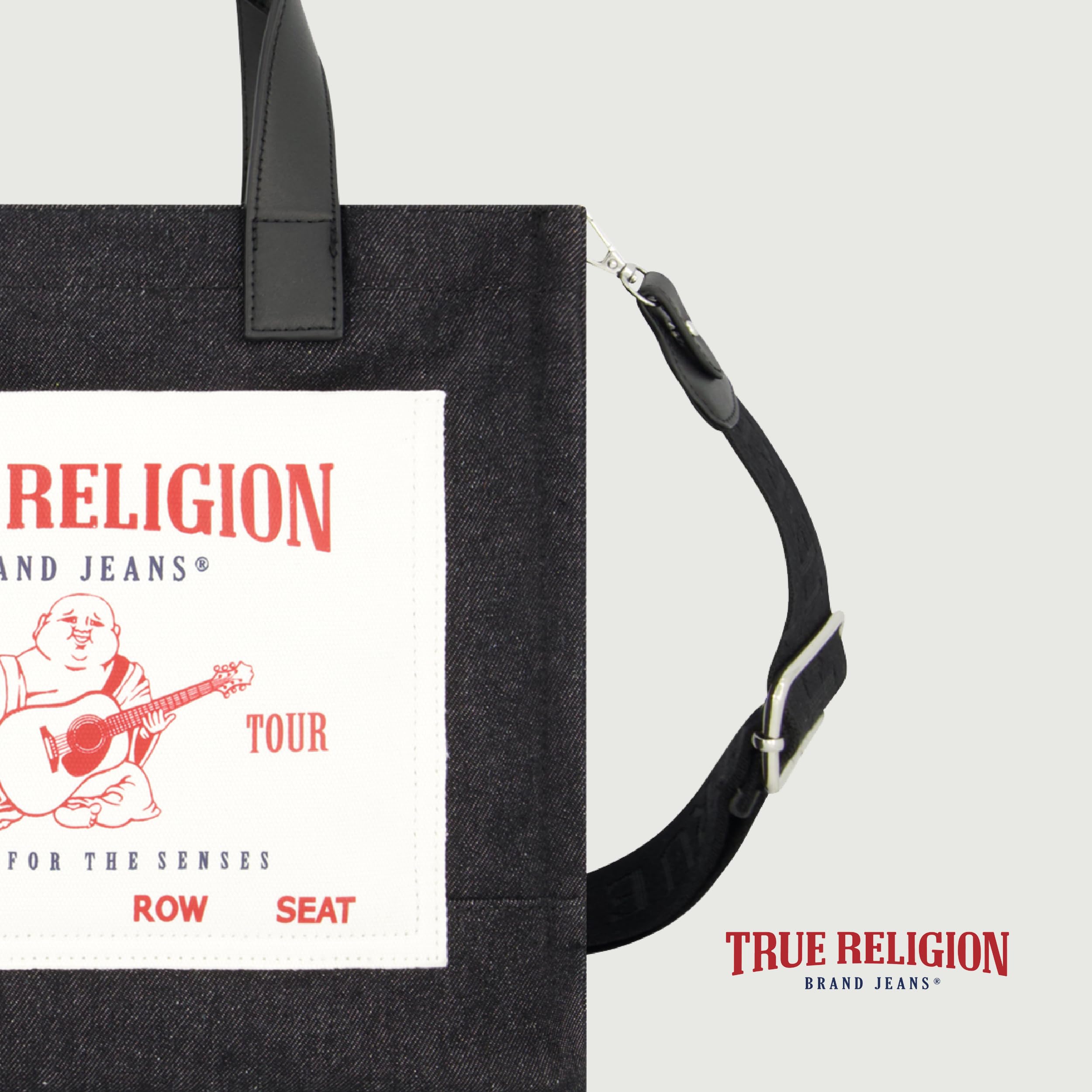 Foto 8 pulgar | Bolsa True Religion Tote Travel Shoulder Black Denim - Venta Internacional