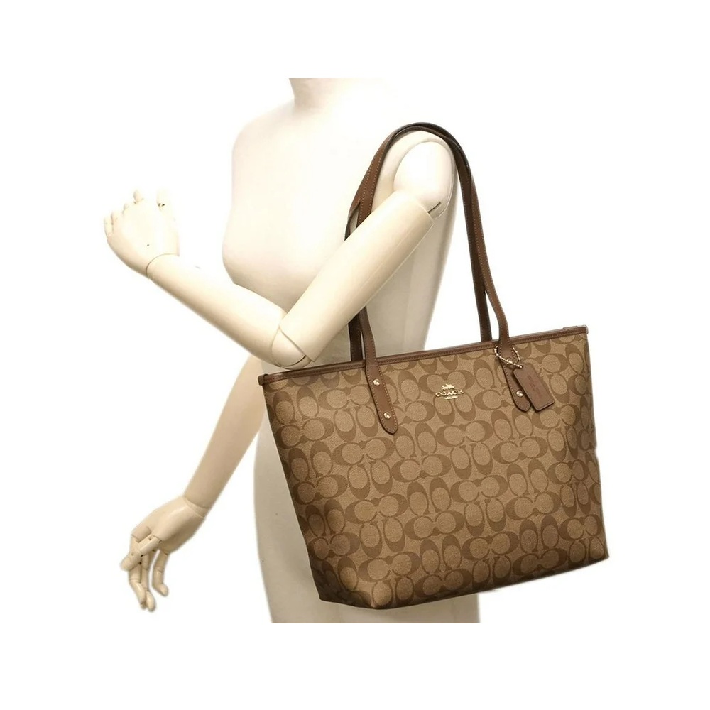 Foto 4 pulgar | Bolsa City Zip Tote Coach Mujer F58292 Miel