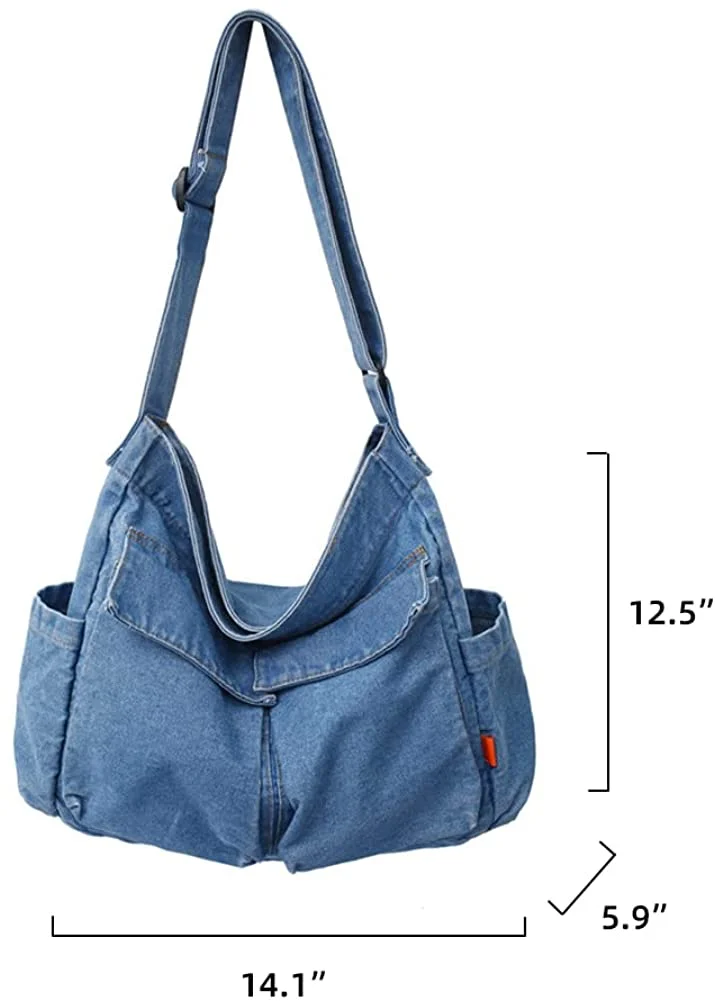 Foto 8 pulgar | Bandolera De Mezclilla Retro, Ligera, Estilo Casual, Azul - Venta Internacional.