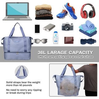 Foto 3 | Bolsa De Viaje Para Mujer, Poliéster Duradero, Negra, 37 L De Capacidad - Venta Internacional.