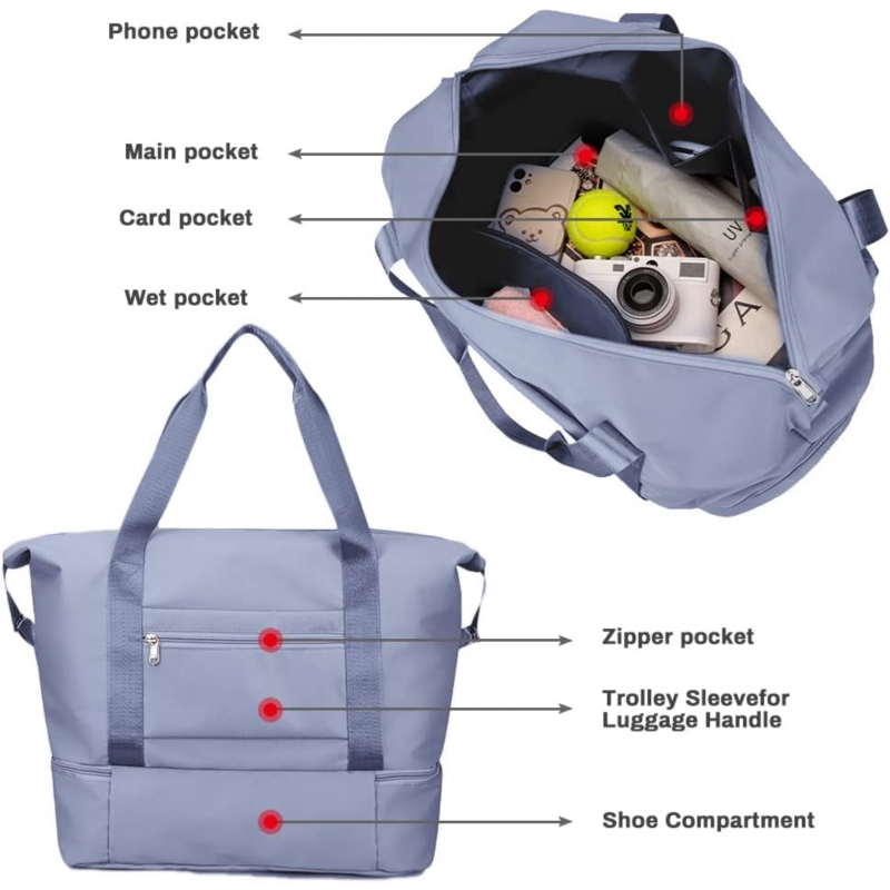 Foto 5 pulgar | Bolsa De Viaje Para Mujer, Poliéster Duradero, Negra, 37 L De Capacidad - Venta Internacional.