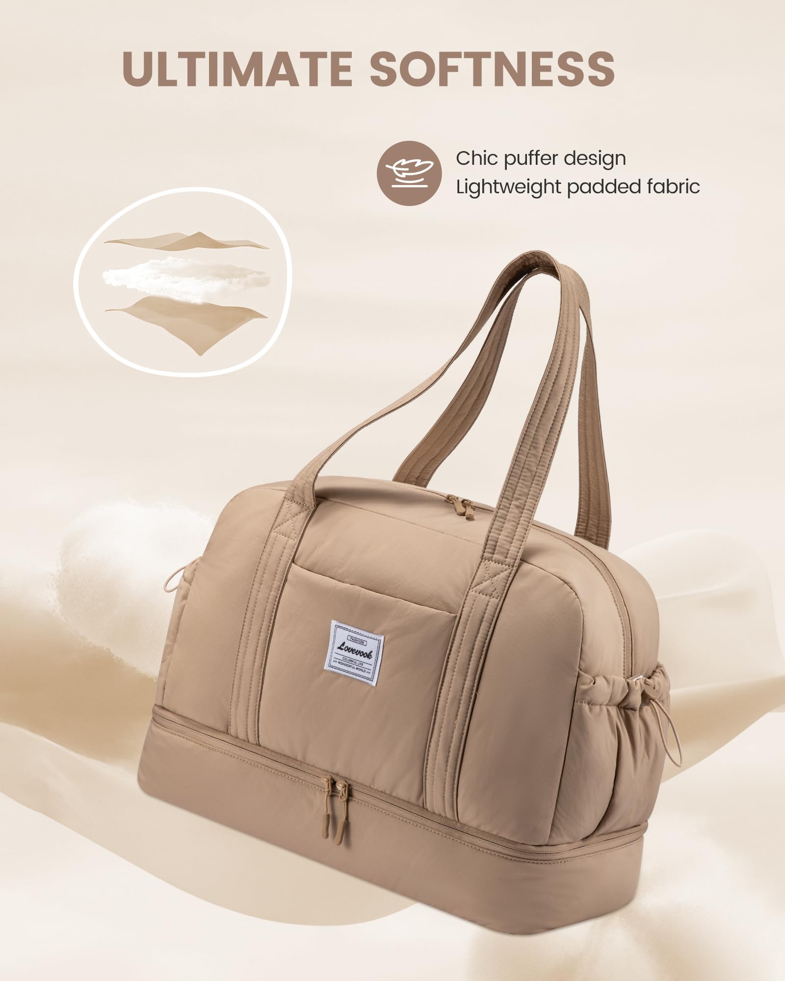 Foto 5 pulgar | Bolso De Fin De Semana Lovevook Para Mujer Con Compartimento Para Zapatos Y Bolsillo Húmedo - Venta Internacional.