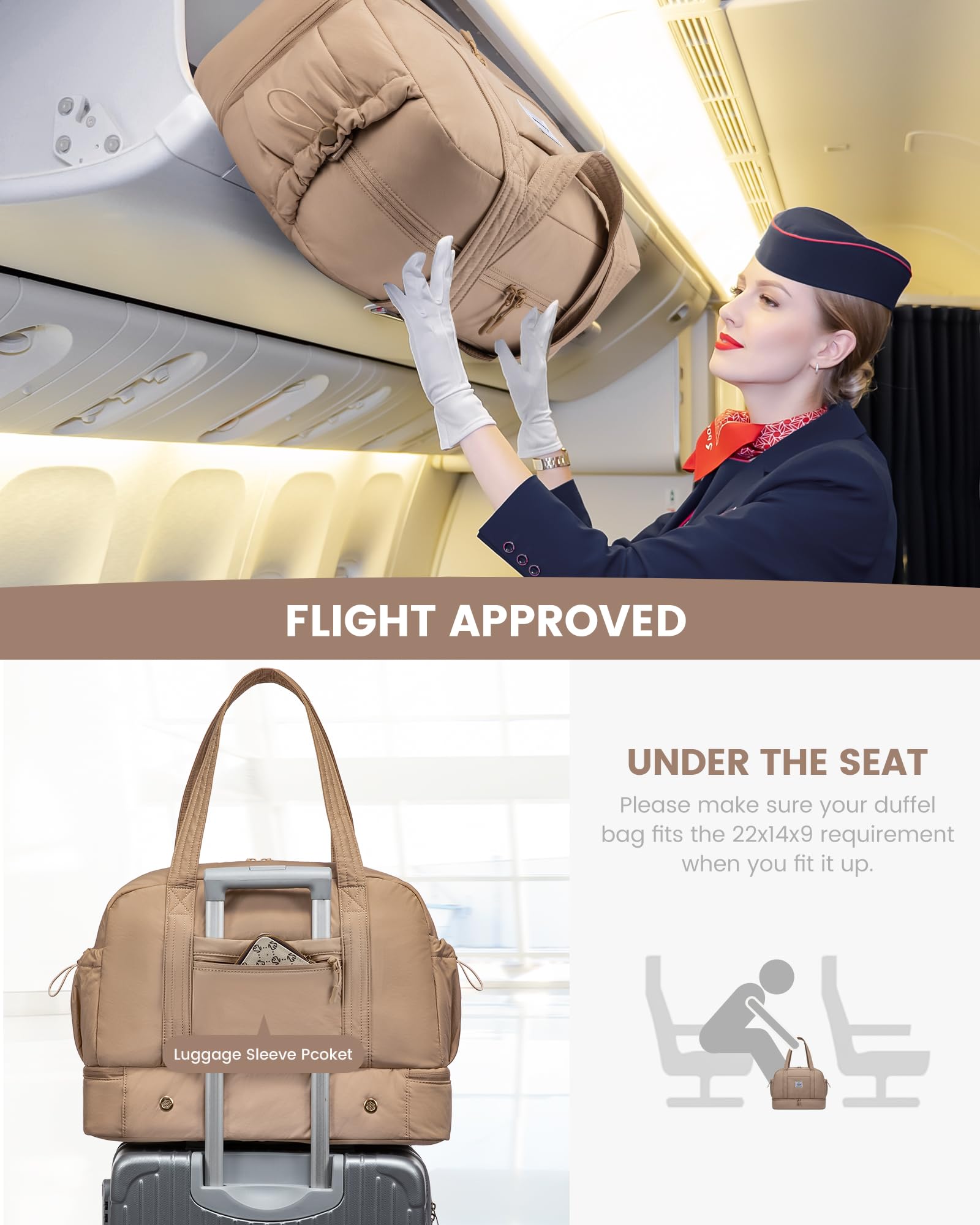 Foto 5 | Bolso De Fin De Semana Lovevook Para Mujer Con Compartimento Para Zapatos Y Bolsillo Húmedo - Venta Internacional.