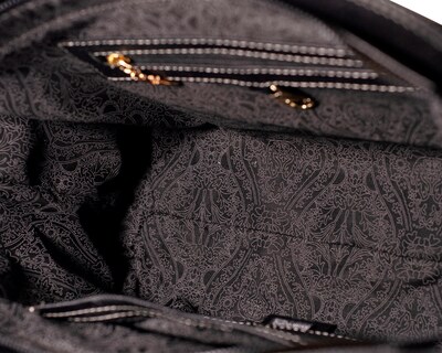 Foto 5 | Bolso A Ángelozano Tipo Tote De Piel Vacuna Con Telar Artesanal De Seda Modelo Maya Color Negro