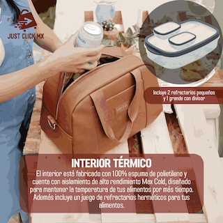 Foto 6 | Lonchera Térmica Igloo Luxe Piel Vegan Con 3 Topers + Correa-justclick Mx