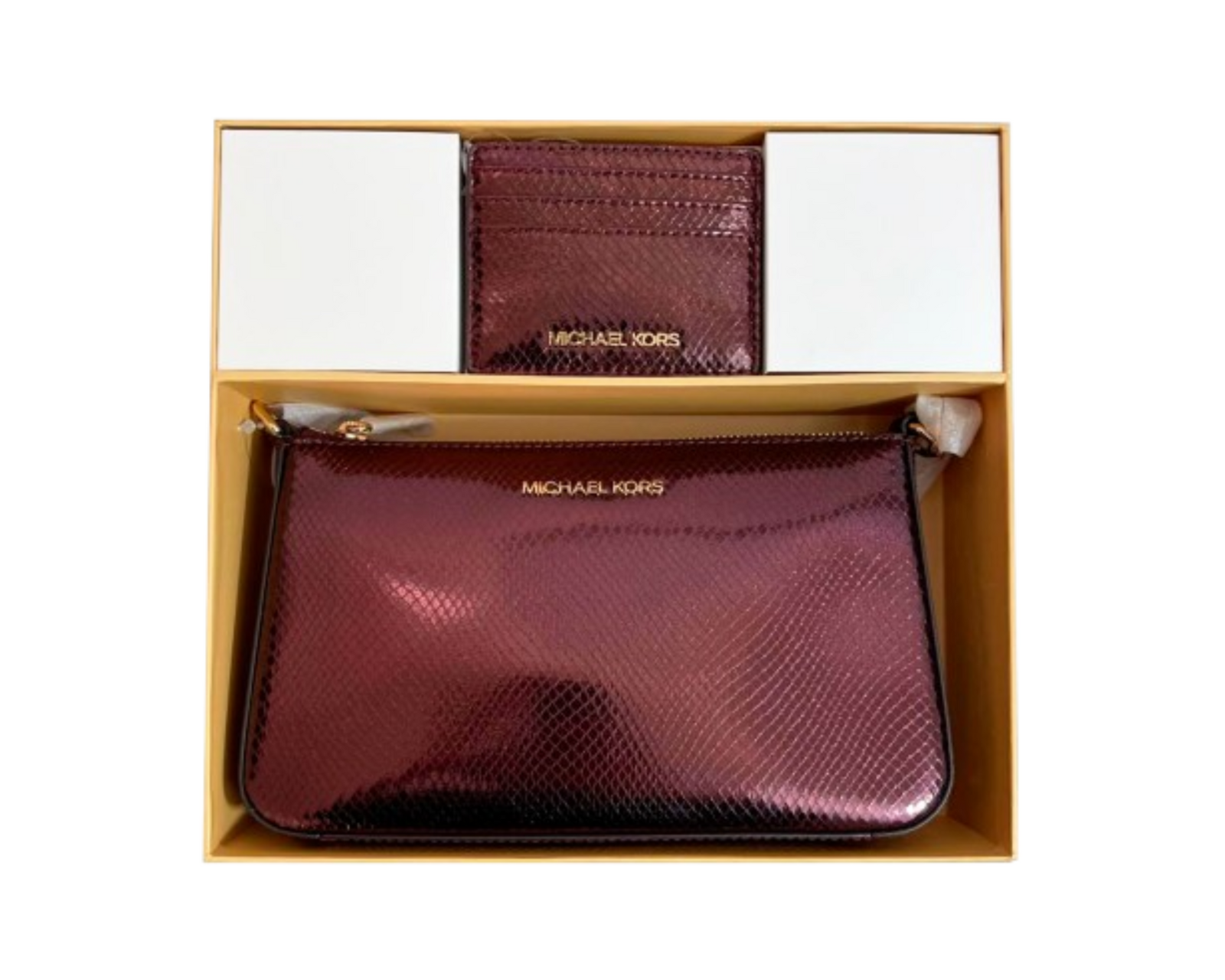 Foto 3 pulgar | Bolsa Michael Kors Medium Pouch And Card Case Gift Set 35f4ggzd6m Color Vino