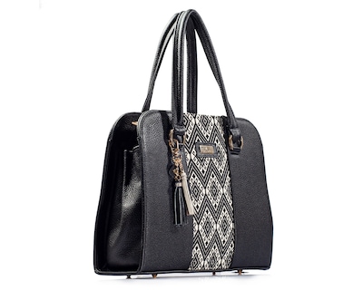 Foto 4 | Bolso Tote A Ángelozano De Piel Vacuna Con Telar Étnico, Modelo Camila